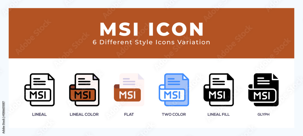 Poster msi file icon symbol. isolated. vector illustration with different styles