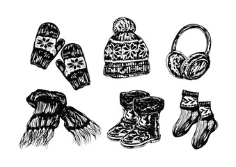 Hand drawn winter essentials