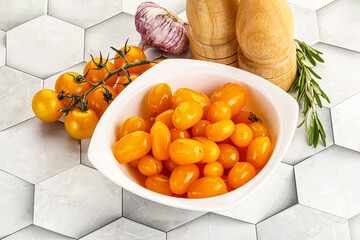 Marinated natural yellow cherry tomato