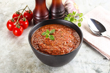 Spanish traditional gazpacho tomato soup