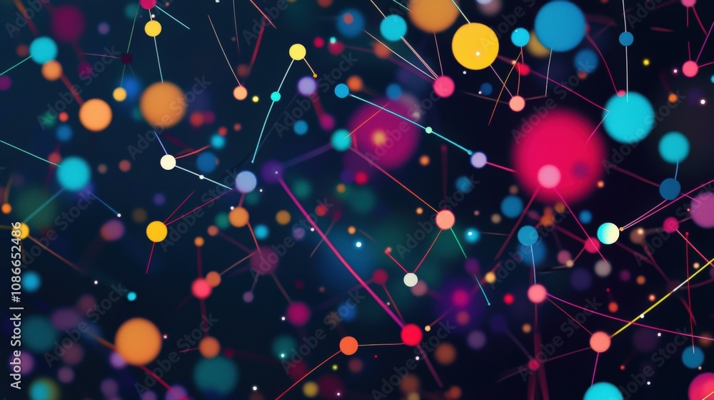 Aufkleber abstract network of colorful circles and lines