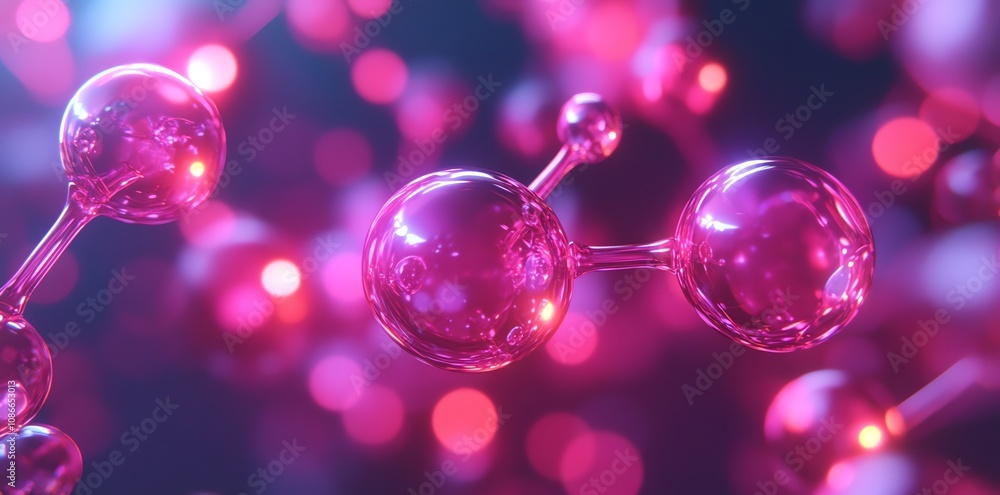 Poster Abstract 3D rendering of pink molecules.