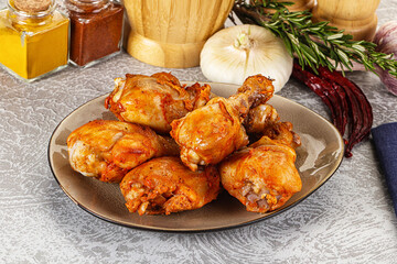 Raw marinated chicken drumstick for cooking