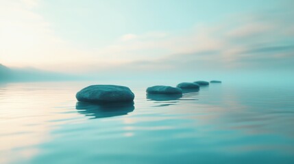 A minimalist concept of balance with floating stones above quality