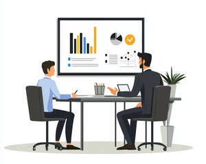 A business partner presenting ideas to a client in a sleek conference room, highlighting professionalism
