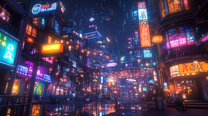 サイバーな街並み