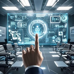 Interactive Holographic Touchscreen Display with Futuristic Technology
