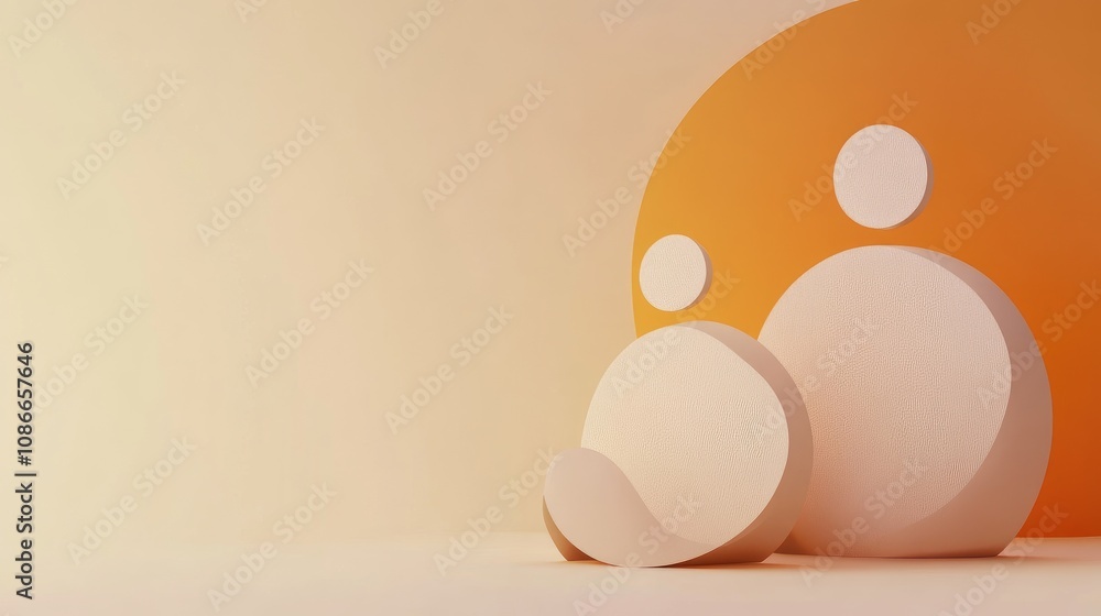 Poster abstract composition featuring simplified human figures in soft curves and warm colors, evoking a se