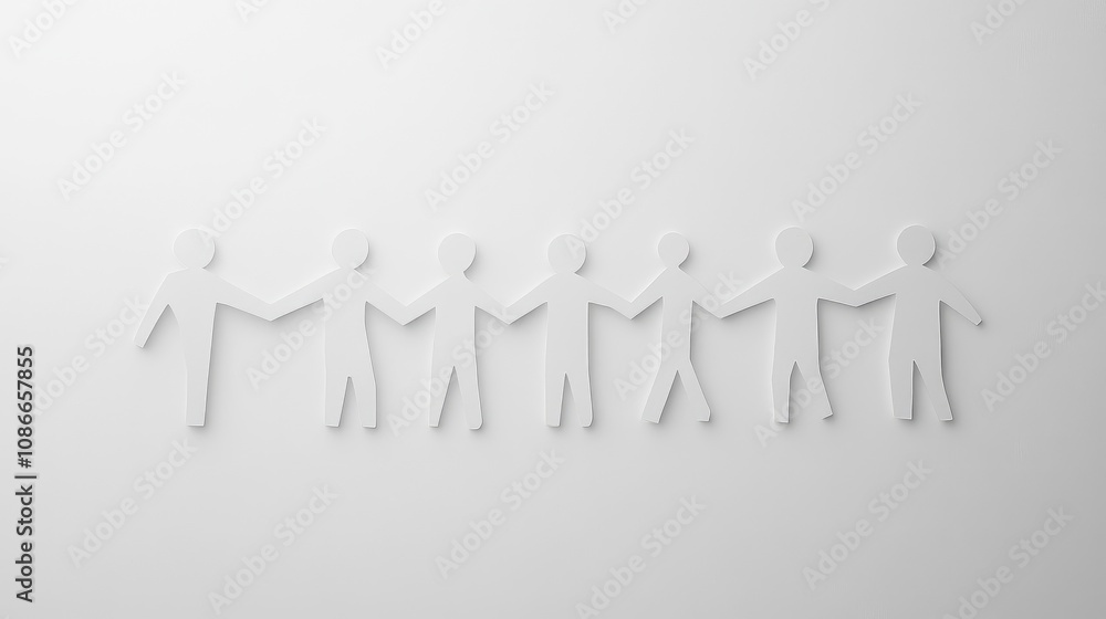 Aufkleber creative and minimalistic representation of unity and cooperation with paper cutout figures holding 