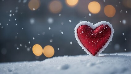 Fototapeta premium Valentine heart with snow