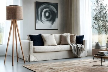 Elegant Modern Living Room Interior with Cozy Sofa