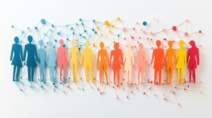 Colorful Representation of People Connecting Through Networks, Symbolizing Collaboration, Diversity, and Community in a Modern Abstract Design