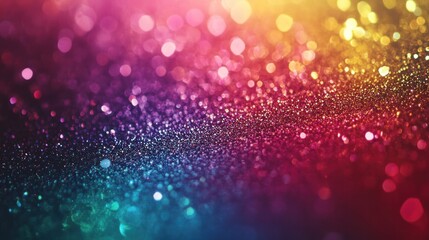 Abstract rainbow glitter background focusing on love and romance themes. Colorful sparkle.