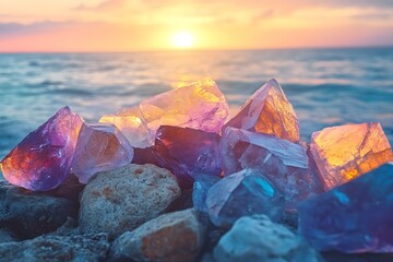 Obraz premium Captivating Coastal Sunset Over Ocean with Vibrant Colors