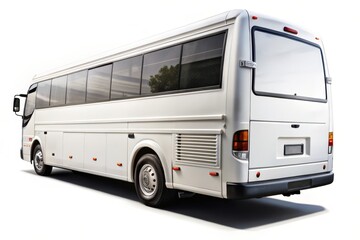 Modern white coach bus on isolated background for travel and transport design