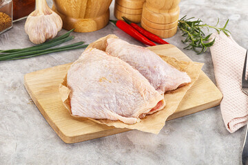 Raw chicken thigh for cooking