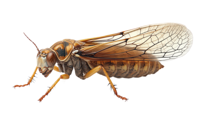  Cicada on white background.