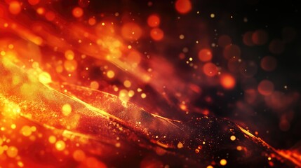 Defocused fiery background featuring vibrant orange and red hues with glowing particles, evoking themes of intensity and turmoil.