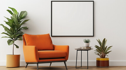 Modern and Minimalist Living Space Featuring a Mockup Picture Frame