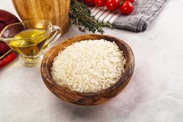 Dry Arborio rice for risotto