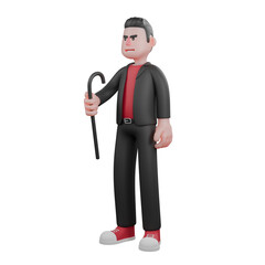 3D Dance Choreographer. A male choreographer stands with his right hand holding a magic wand. Performance Designer