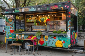 A mobile shop transformed from a car, with shelves and displays set up inside. It travels to different locations, offering a variety of goods, providing convenience and unique street shopping.