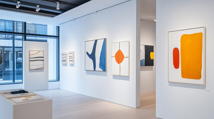 Contemporary Art Gallery Interior with Stunning Paintings