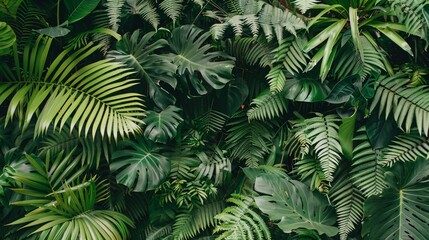 Ferns and tropical plants in a rainforest