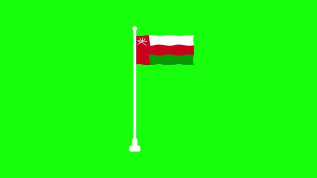 Waving flag of oman green screen, transparent background