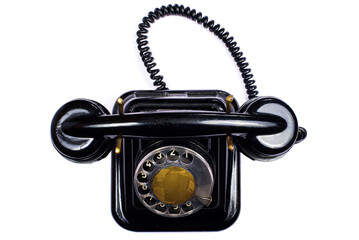 Old telephone, transmission of sound through wires.