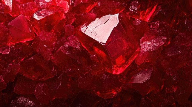 Small vibrant red crystals of thymol blue, a reddish-brown crystalline pH indicator, viewed under 4x microscope magnification.