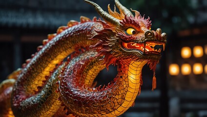 Fototapeta premium Chinese Dragon With Lantern