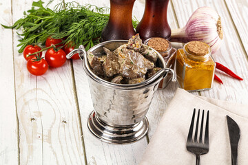 Roasted chicken liver with cream