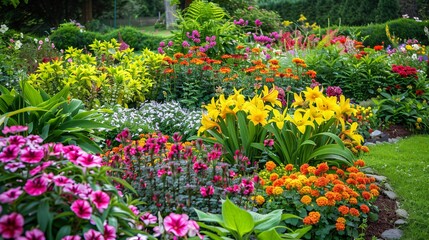 Garden with a variety of colorful blooms