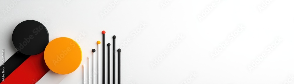 Aufkleber abstract composition with colorful shapes and lines on a white background for modern designs.