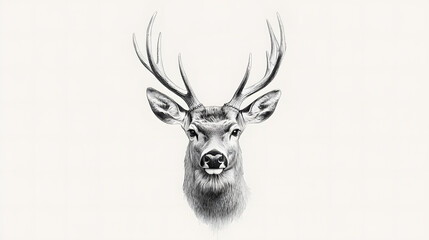 A drawing of a deer head in black and white Tattoo idea for wildlife forest and hunting theme