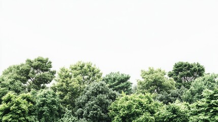 Obraz premium Lush Green Forest Canopy Under Bright Sky with Foliage and Natural Beauty of Trees in a Serene Landscape Setting