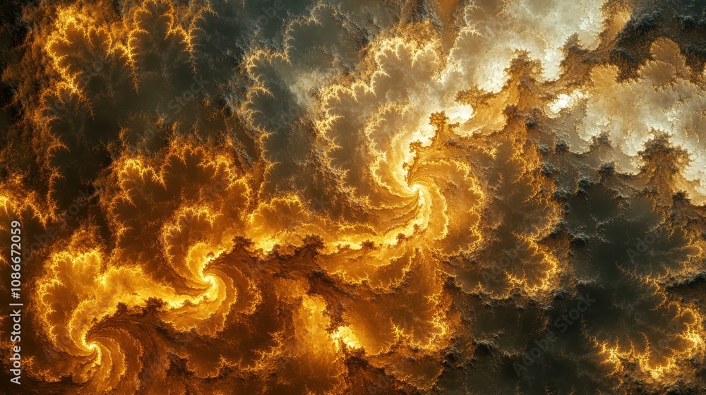 Poster a mesmerizing swirl of fiery colors and intricate patterns, resembling abstract cosmic phenomena and