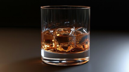 Pouring Glass of scotch whiskey and ice