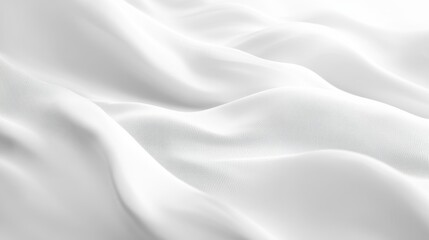 Obraz premium Soft and Elegant White Fabric Waves Showcasing Textures and Light Play, Perfect for Backgrounds in Fashion, Home Decor, and Textiles Photography