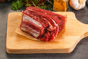 Raw beef ribs for cooking