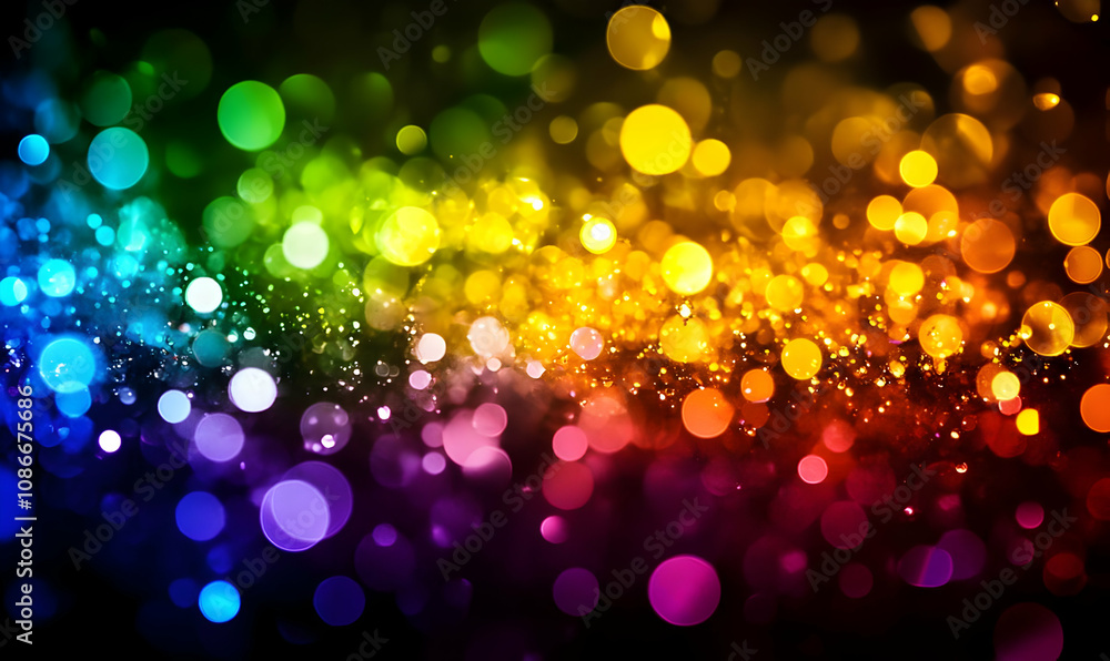 Poster a colorful gradient of blurred bokeh lights creating a vibrant, festive atmosphere.