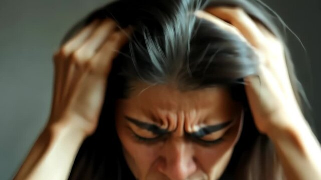 woman very sad and upset looking at damaged hair, hair loss, hair thinning problem, vitamin deficiency, baldness, postpartum, biotin, zinc, menstrual or endocrine disorders, hormonal imbalance