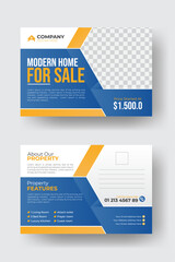 Amazing and modern EDDM postcard design template layout. Corporate Property sale postcard design, Landscape flyer vector template
