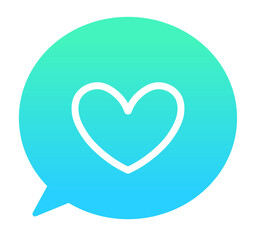 緑色のグラデーション｜ハートマークと吹き出し