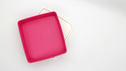 Plastic lunch box isolated on white background