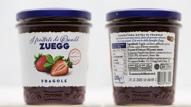Zuegg strawberry jam, an unmissable flavor captured in a jar,Rome, Italy - November 17, 2024