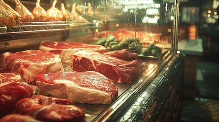 Selection of Raw Fresh Veal Meat in the Refrigerator