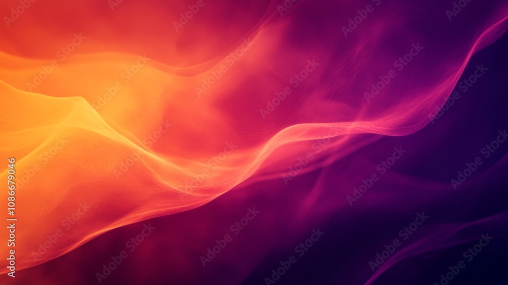 Poster abstract colorful wave patterns in shades of orange, purple, and red creating a dynamic flowing back