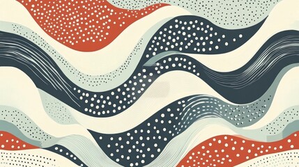 Abstract Wavy Pattern with Dots and Lines